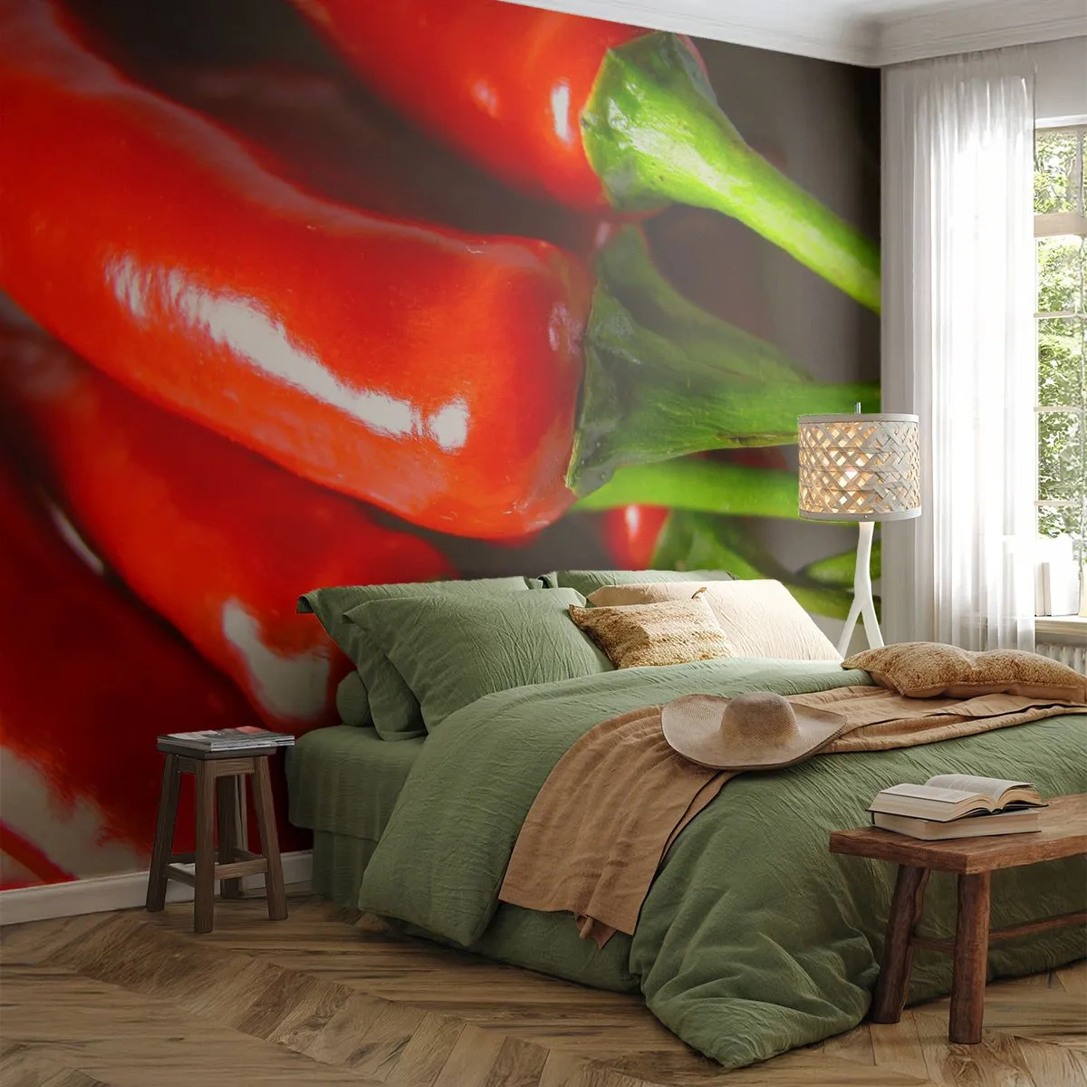 Fototapete Premium Canvas - Saftig, glänzend, glatt - Gastronomie, Pfeffer, Gemüse - 250x175 cm