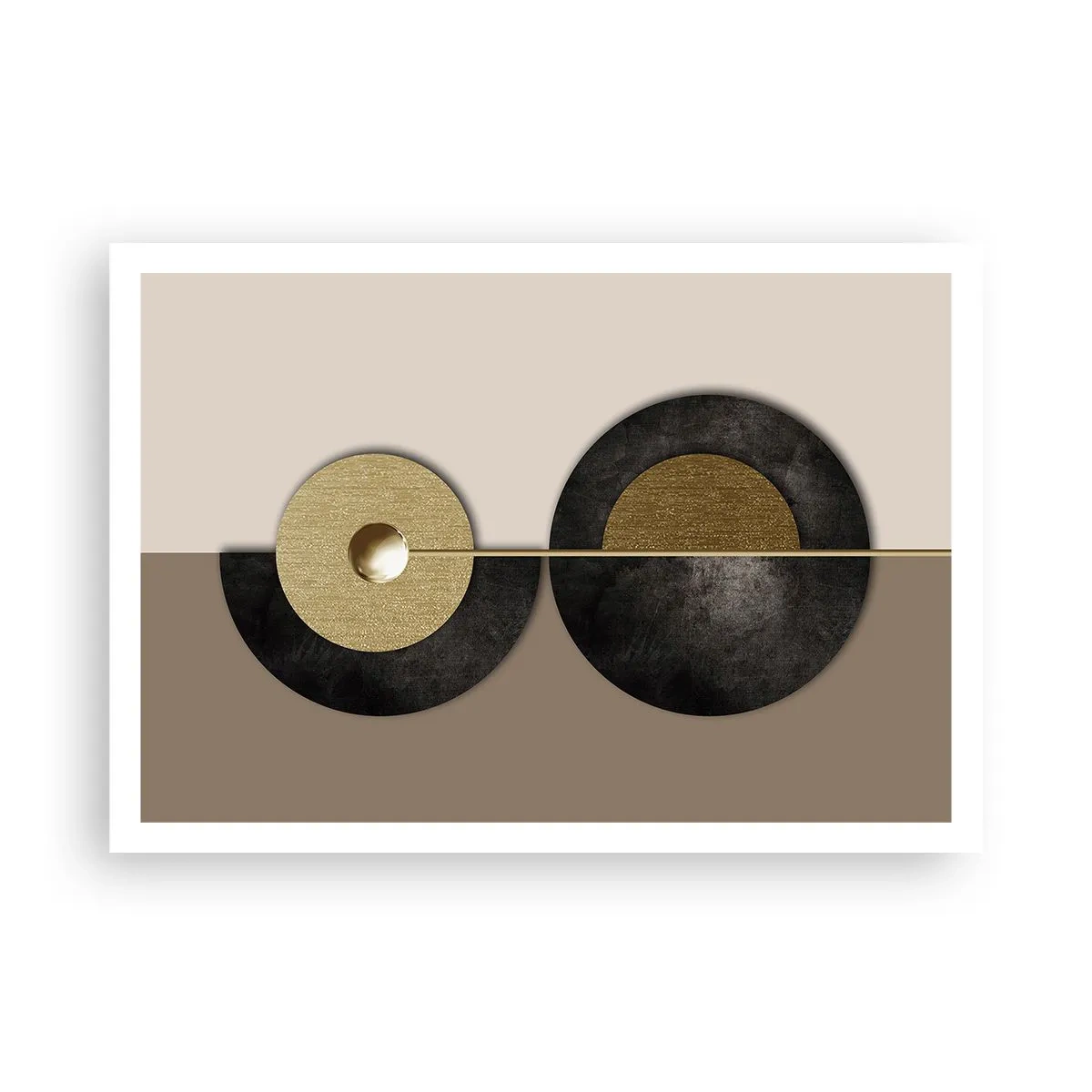 Poster - Abstrakte Kreise in Gold- und Brauntönen - 100x70cm - Variationen rund um den Kreis - Moderne Wanddekoration für Wohnzimmer und Schlafzimmer ARTTOR