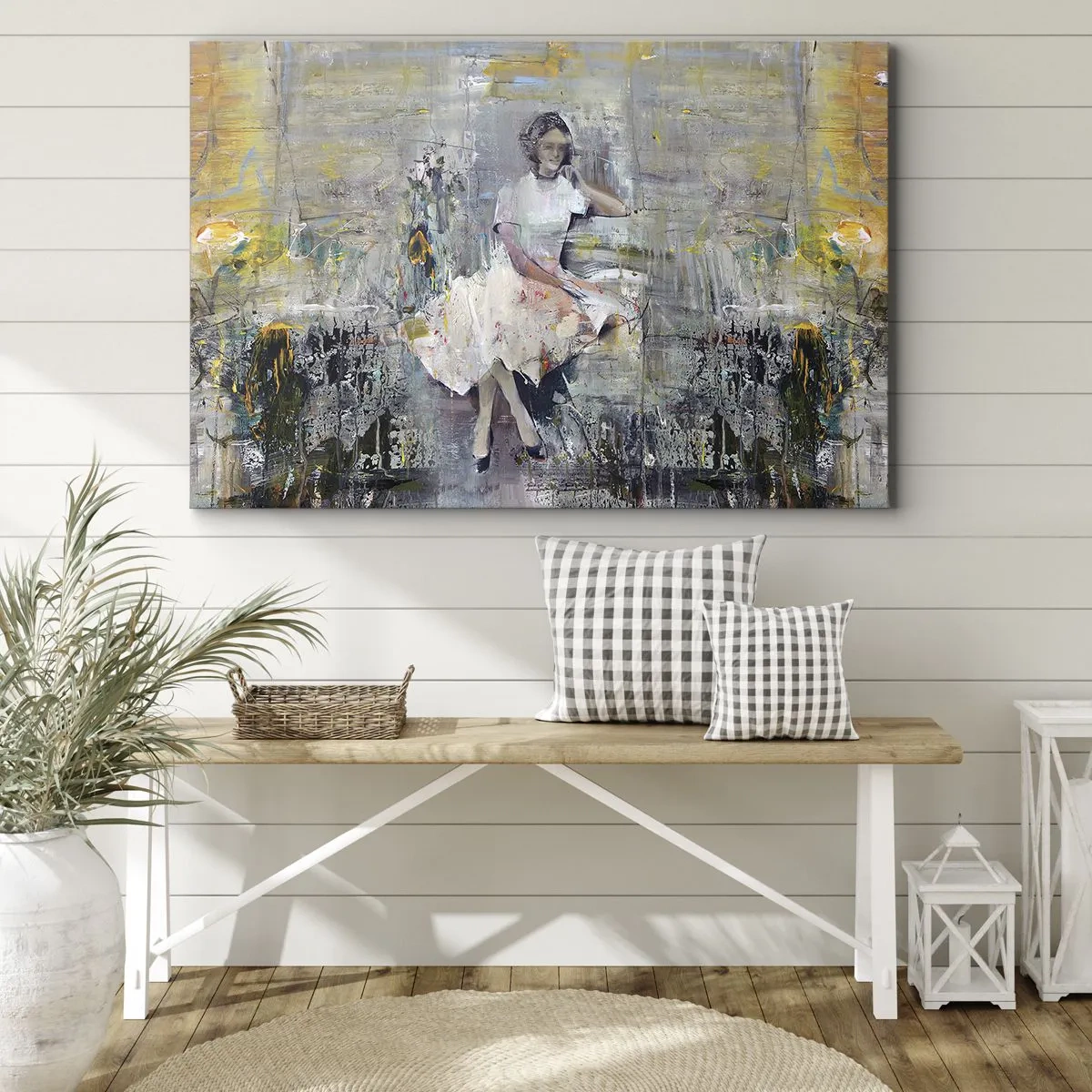 Bild auf Leinwand - Leinwandbild - Künstlerisches Porträt einer Frau in Pastellfarben - 70x50cm - Klassisch und modern - Moderne Wanddekoration für Wohnzimmer und Schlafzimmer ARTTOR