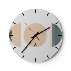Wanduhr - Glasuhr - Abstrakte geometrische Muster mit Pastellfarben - 30x30cm - Ein Rad hinter dem anderen… - Moderne Wanddekoration für Wohnzimmer, Küche und Schlafzimmer ARTTOR