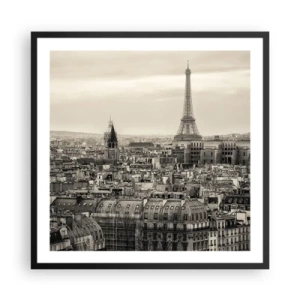 Poster in einem schwarzem Rahmen - Über den Dächern von Paris - 60x60 cm