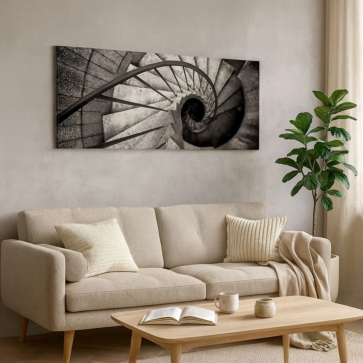 Bild auf Leinwand - Leinwandbild - Treppe hoch, Treppe runter - 100x40 cm