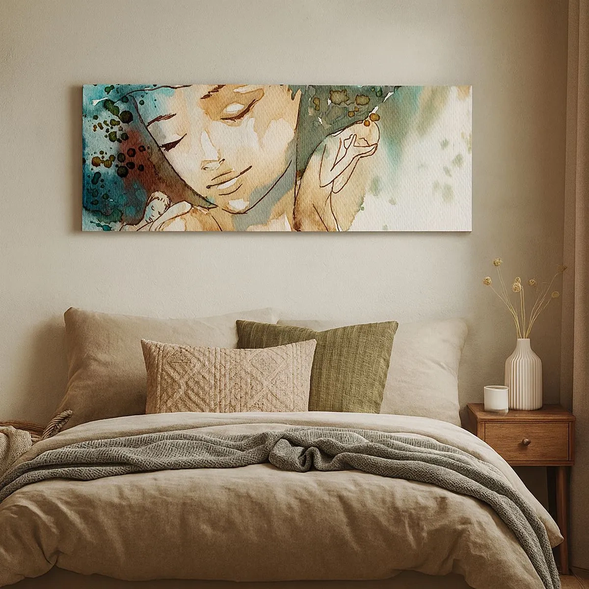 Bild auf Leinwand - Leinwandbild - Dame in Blau - 100x40 cm