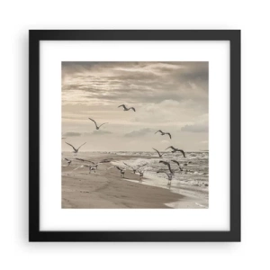 Poster in einem schwarzem Rahmen - Meeresrauschen, Vogelgesang - 30x30 cm
