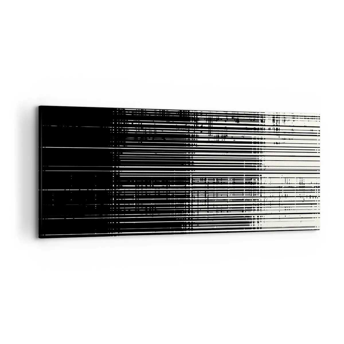 Bild auf Leinwand - Leinwandbild - Abstrakte Linienkomposition in kontrastierendem Schwarz und Weiß - 120x50cm - Wellen und Vibrationen - Moderne Wanddekoration für Wohnzimmer und Schlafzimmer ARTTOR