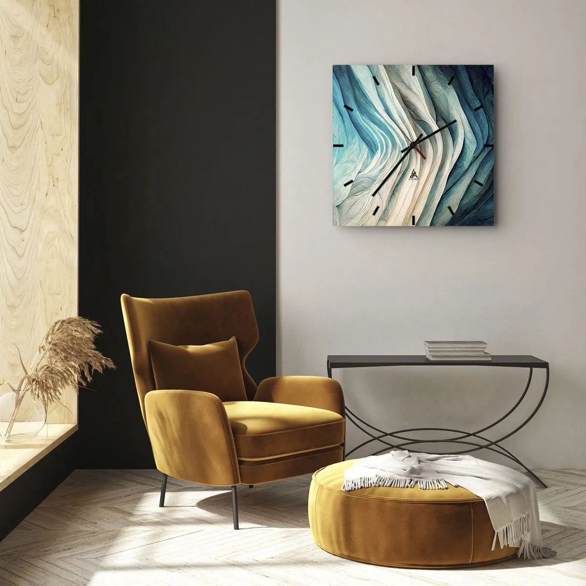 Wanduhr - Glasuhr - Blaue Unersättlichkeit - 40x40 cm