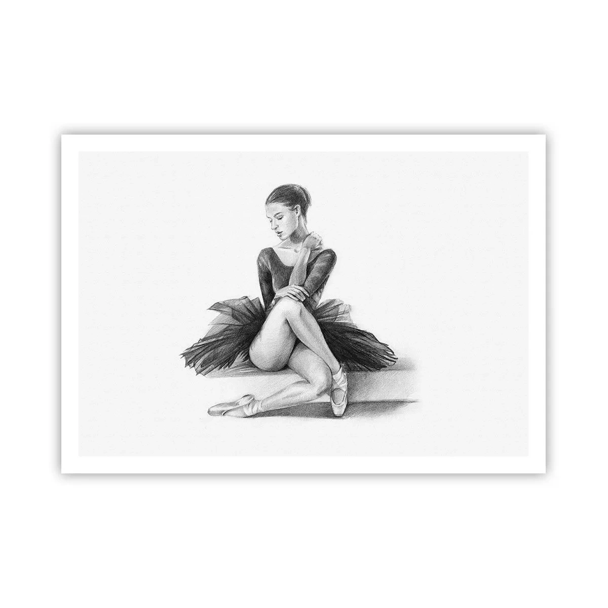 Poster - Eine Skizze einer Ballerina im dezenten, klassischen Stil - 100x70cm - Vom Tanz verzaubert - Moderne Wanddekoration für Wohnzimmer und Schlafzimmer ARTTOR