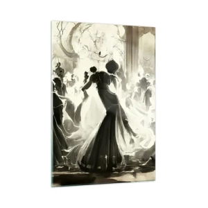 Glasbild - Bild auf glas - Eine Ballsaalszene im Retro-Stil mit tanzenden Figuren - 50x70cm - Die große Maskerade - Moderne Wanddekoration für Wohnzimmer und Schlafzimmer ARTTOR