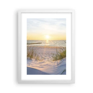 Poster in einem weißen Rahmen - Das Rauschen des Meeres, der Gesang der Vögel, ein wilder Strand im Gras ... - 30x40 cm