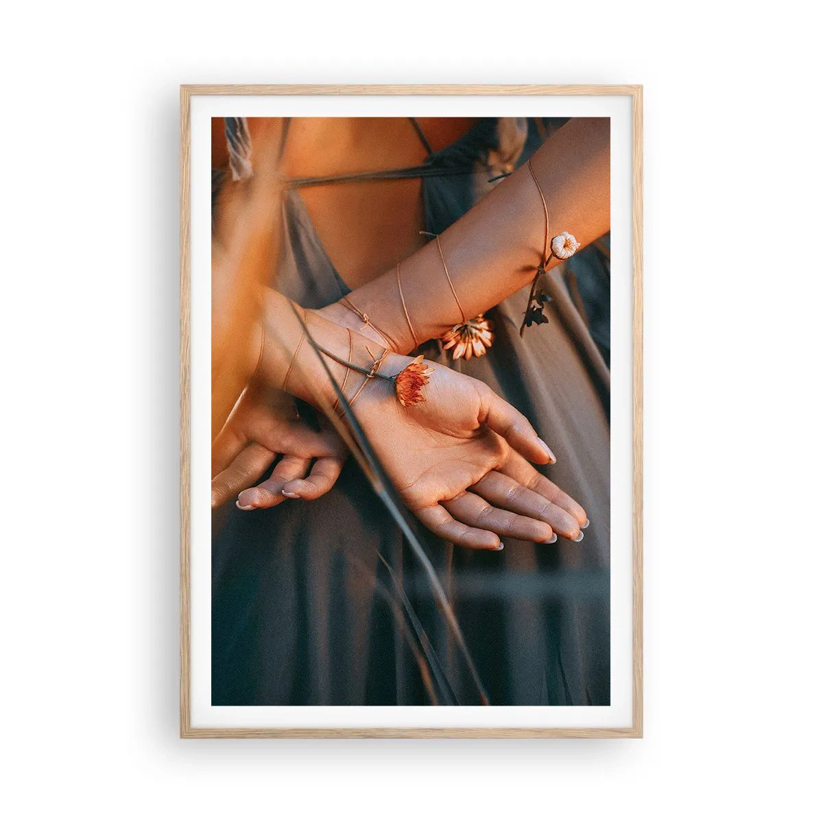 Poster in einem Rahmen aus heller Eiche - Verbunden mit der Natur - 70x100 cm