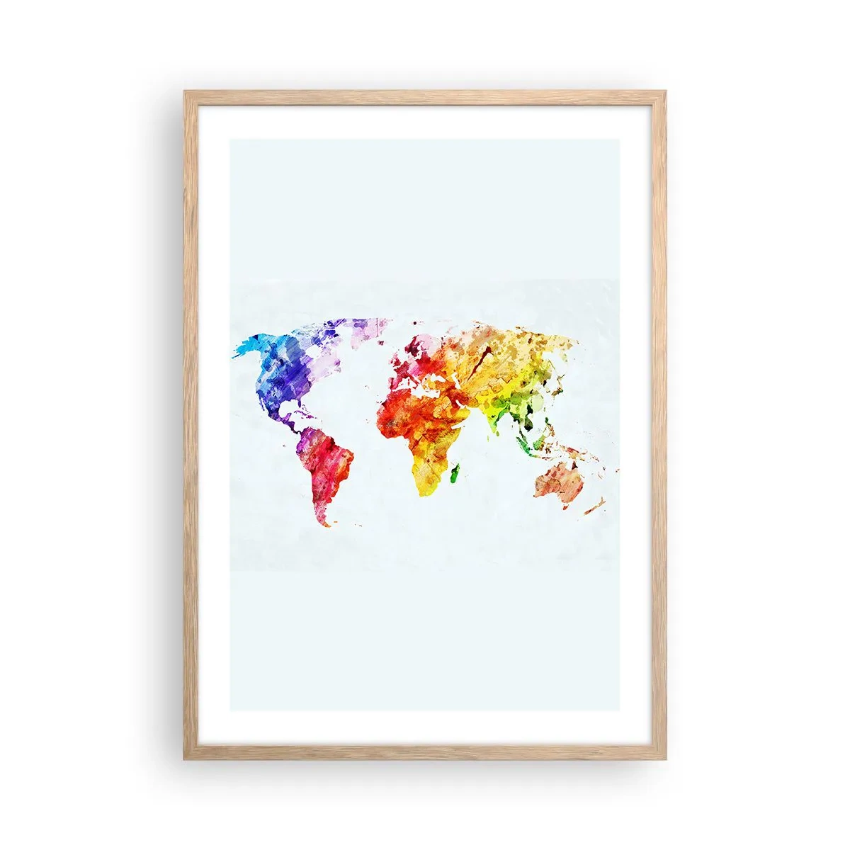 Poster in einem Rahmen aus heller Eiche - Alle Farben der Welt - 50x70 cm