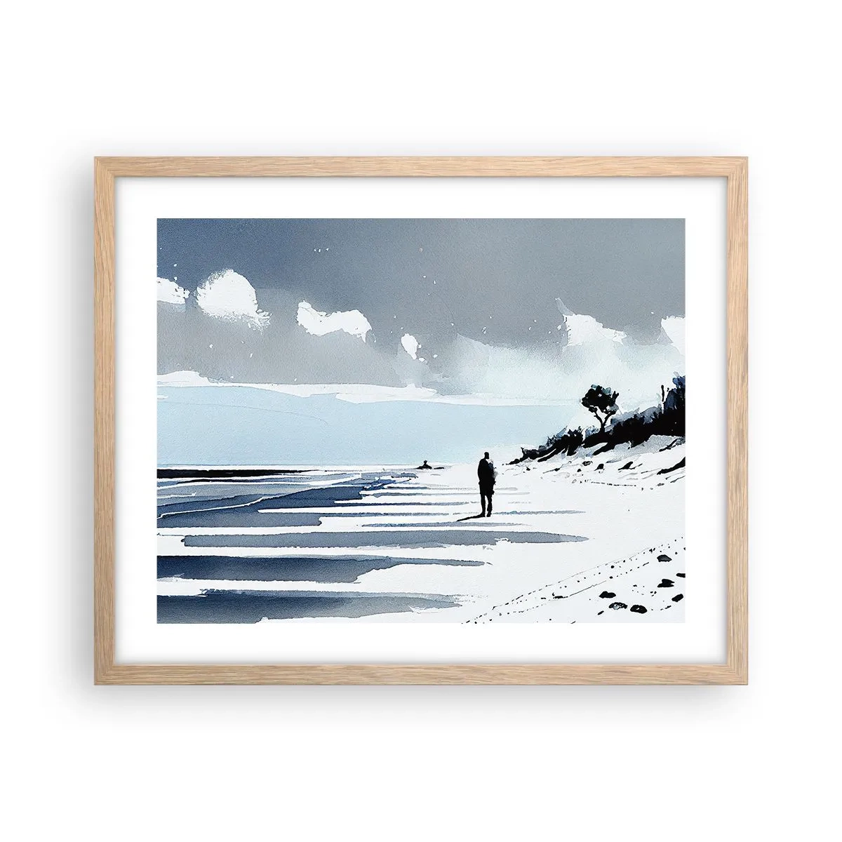 Poster in einem Rahmen aus heller Eiche - Allein sein - 50x40 cm