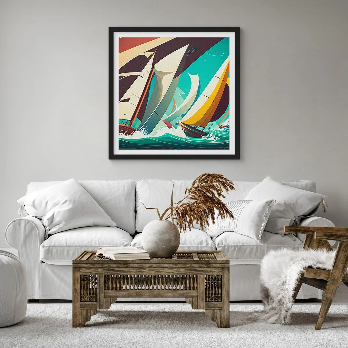 Poster in einem schwarzem Rahmen - Viel Glück mit den Elementen - 60x60 cm