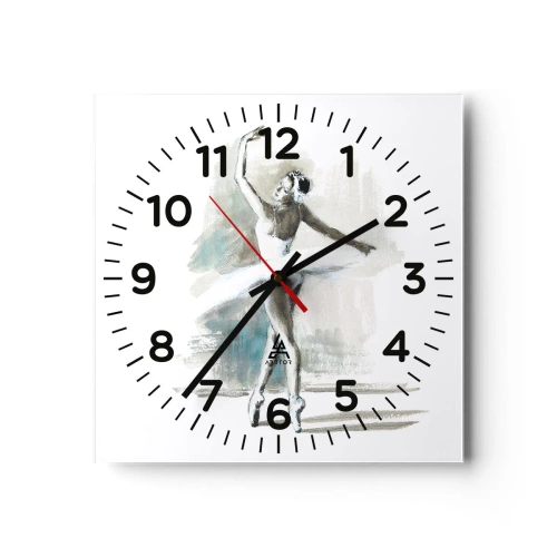 Wanduhr - Glasuhr - In einen Schwan verzaubert - 30x30 cm