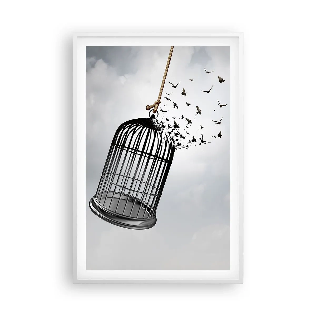 Poster in einem weißen Rahmen - Glaube ... Hoffnung ... Freiheit! - 61x91 cm