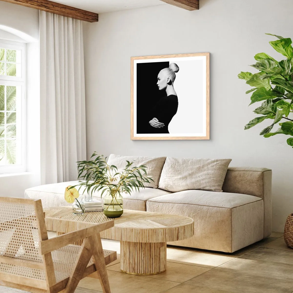 Poster in einem Rahmen aus heller Eiche - Einfach eine Frau - 60x60 cm