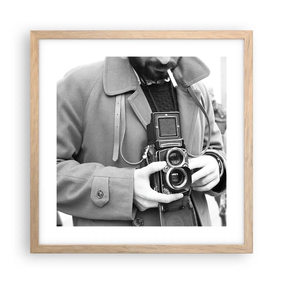 Poster in einem Rahmen aus heller Eiche - Retro-Stil - 40x40 cm