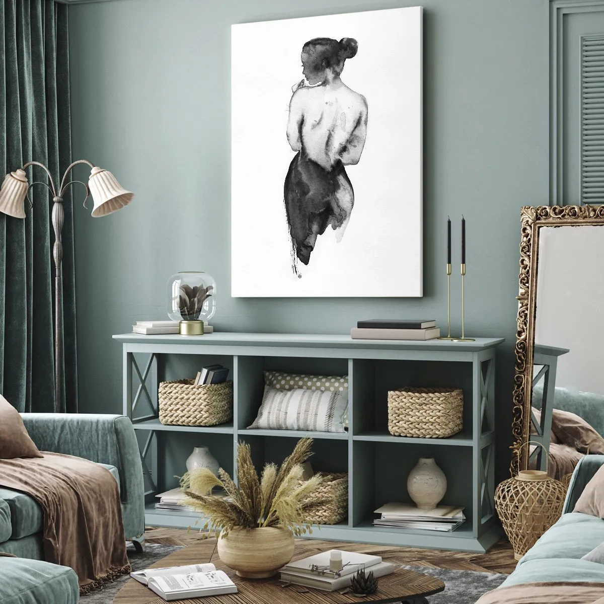 Bild auf Leinwand - Leinwandbild - Bei ihr verschwindet die Welt - 65x120 cm