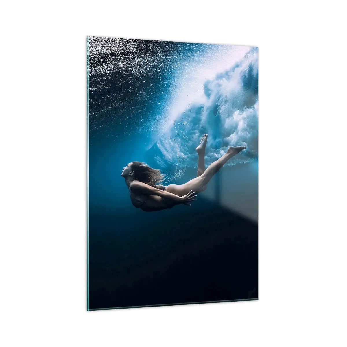 Glasbild - Bild auf glas - Moderne Meerjungfrau - 50x70cm - Moderne Meerjungfrau - Moderne Wanddekoration für Wohnzimmer und Schlafzimmer ARTTOR