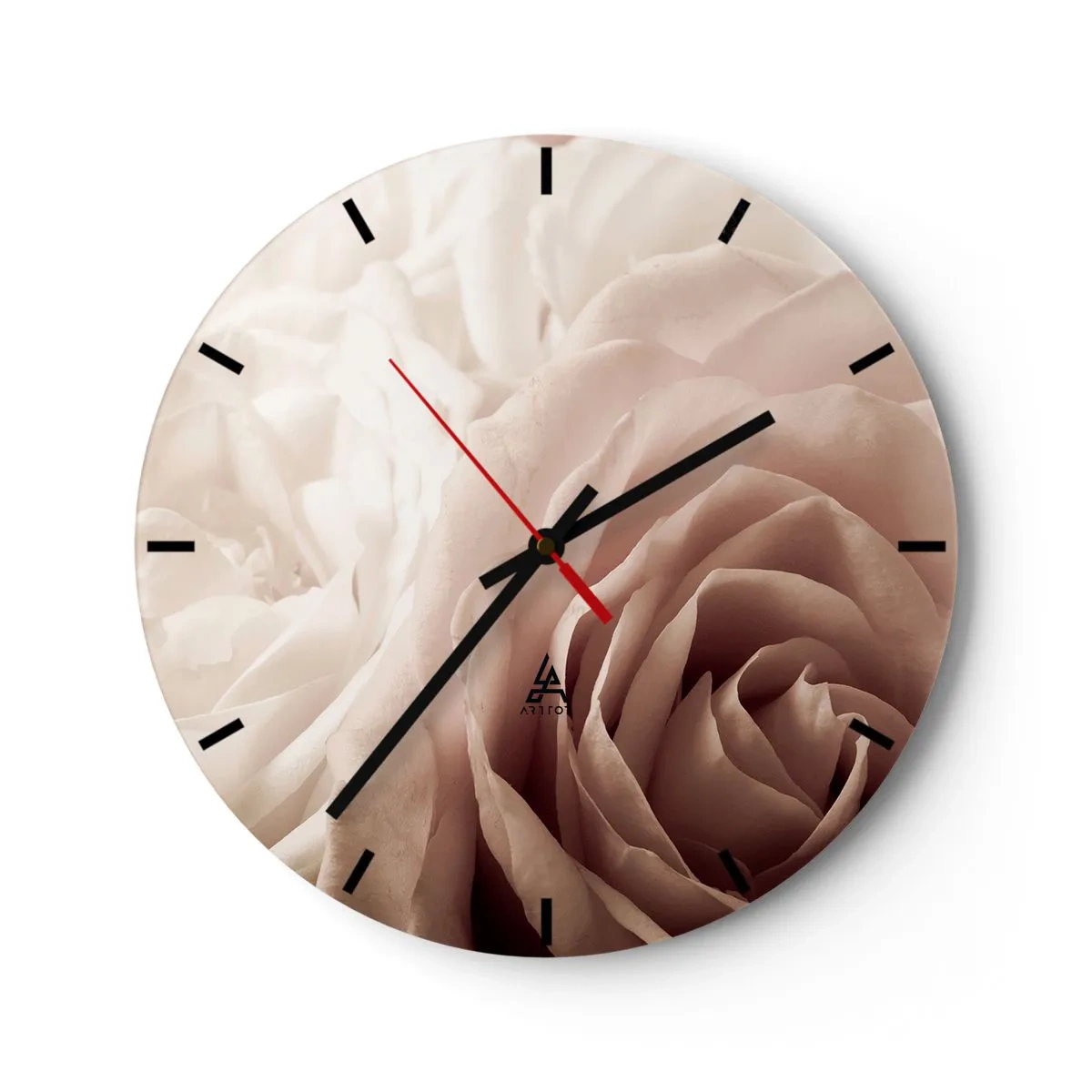 Wanduhr - Glasuhr - Im Herzen der Rose - 40x40 cm
