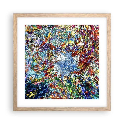 Poster in einem Rahmen aus heller Eiche - Glasmalerei Wassertropfen - 40x40 cm