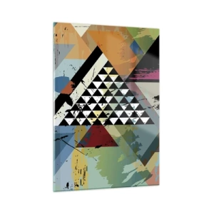 Glasbild - Bild auf glas - Abstrakte Komposition aus geometrischen Formen und Farben - 50x70cm - Wie einfach ist es - Moderne Wanddekoration für Wohnzimmer und Schlafzimmer ARTTOR