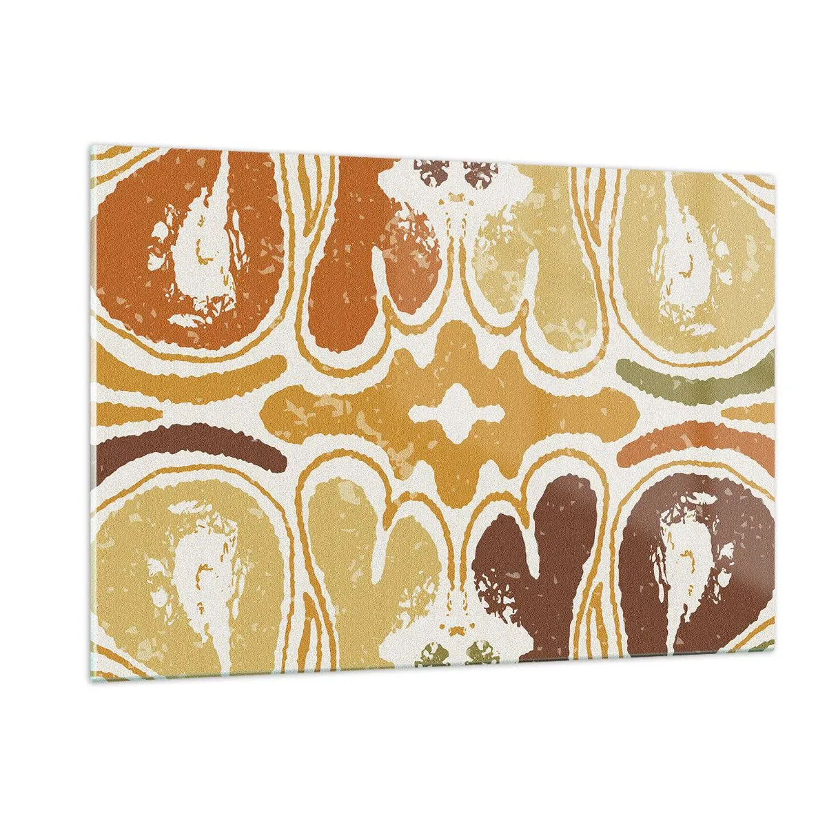 Glasbild - Bild auf glas - Symmetrische Abstraktion in warmen Erdtönen - 120x80cm - Sentimentale Abstraktion - Moderne Wanddekoration für Wohnzimmer und Schlafzimmer ARTTOR