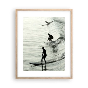 Poster in einem Rahmen aus heller Eiche - Gegen die Welle - 40x50 cm