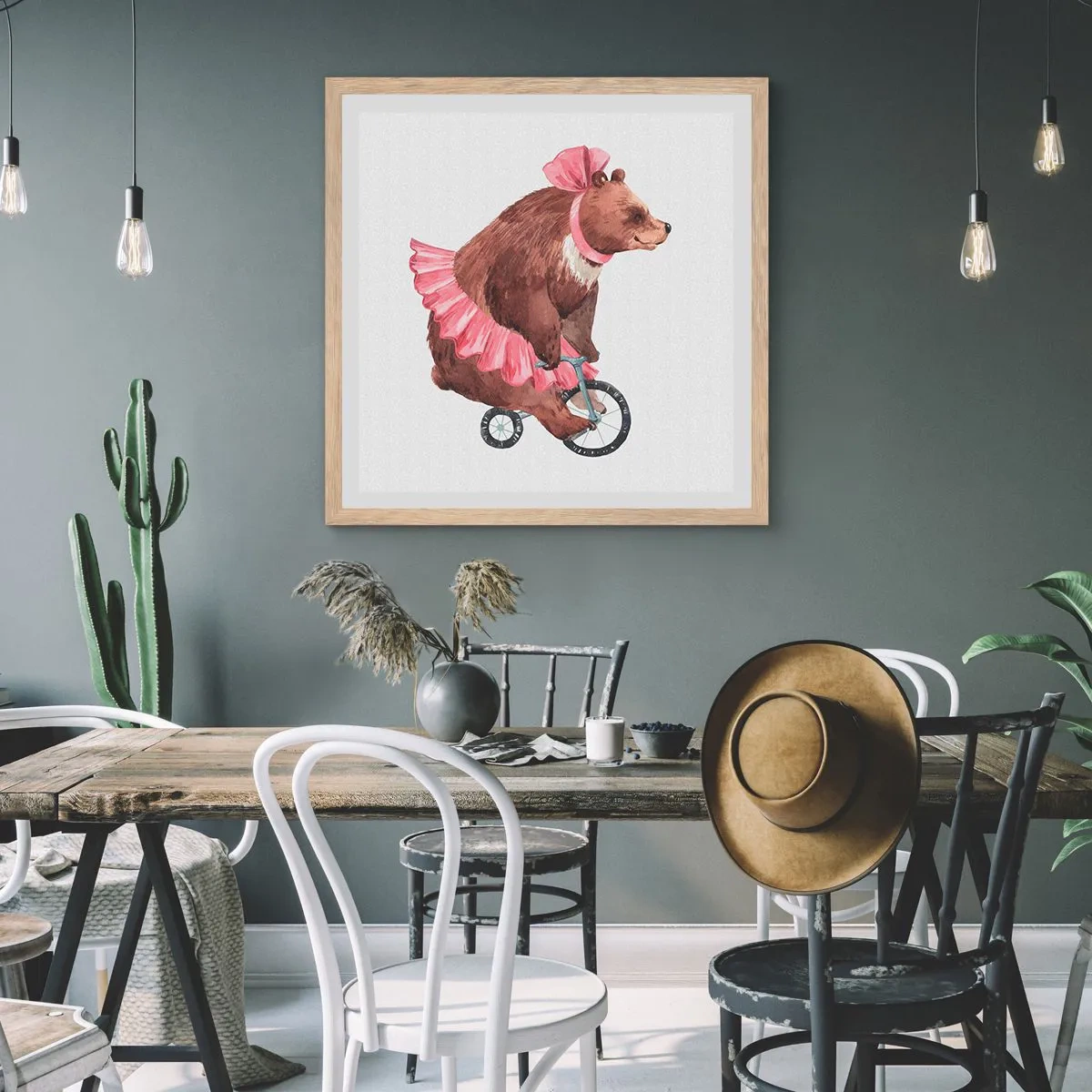 Poster in einem Rahmen aus heller Eiche - Was für ein Affentheater! - 40x40 cm