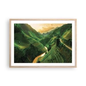 Poster in einem Rahmen aus heller Eiche - Vietnamesisches Tal - 70x50 cm