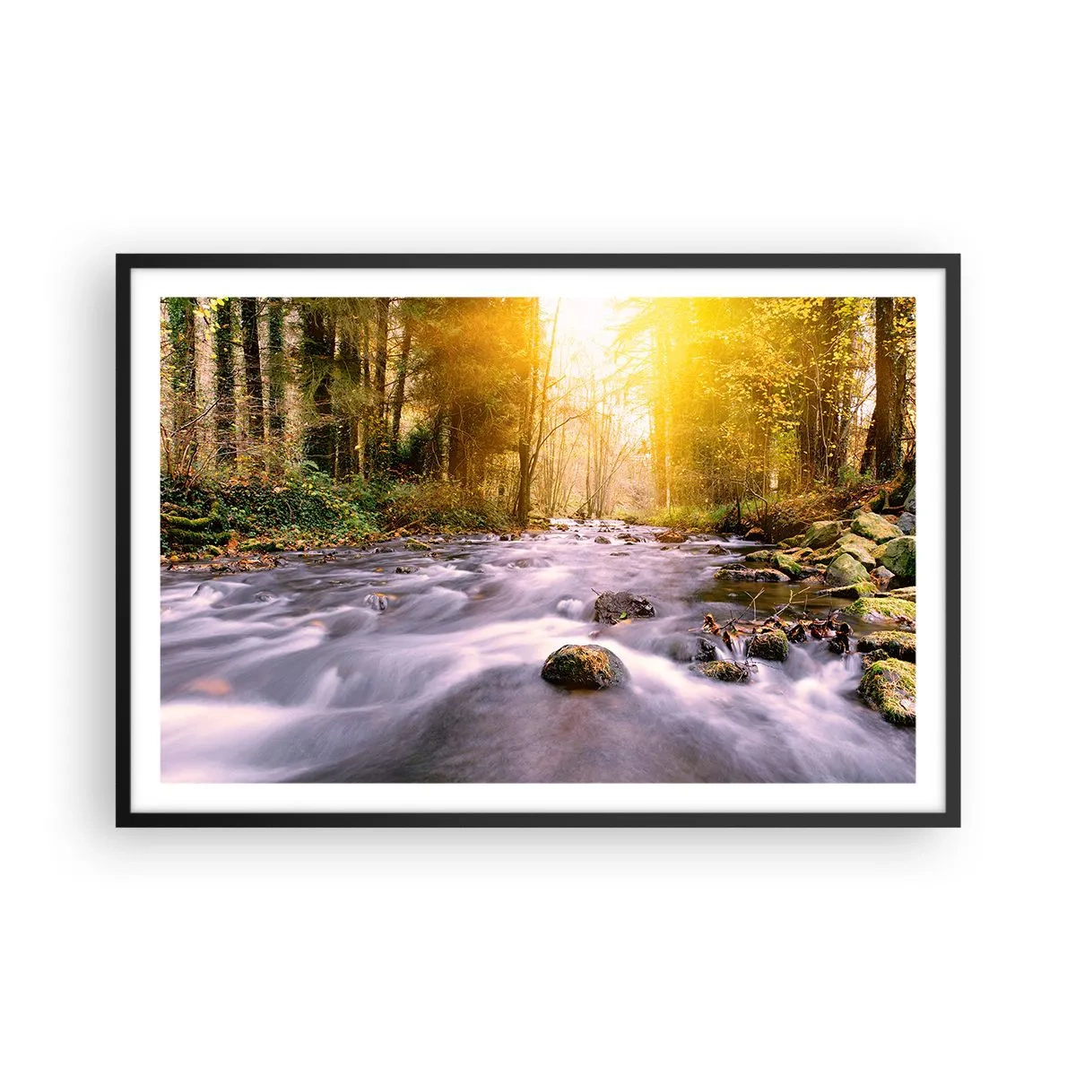 Poster in einem schwarzem Rahmen - Malachit im Silber- und Goldrahmen - 91x61 cm