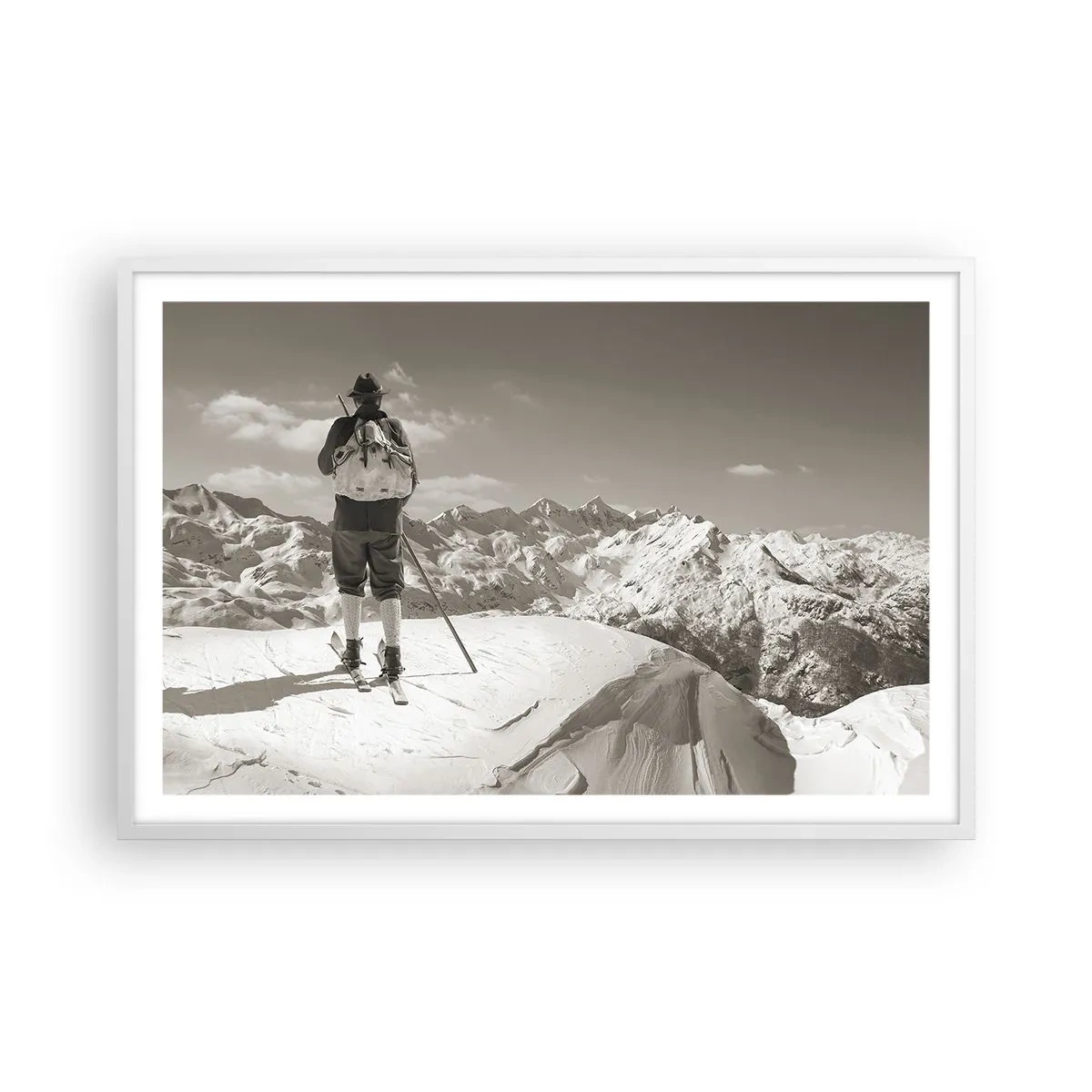 Poster in einem weißen Rahmen - Und die Berge bleiben unverändert - 91x61 cm