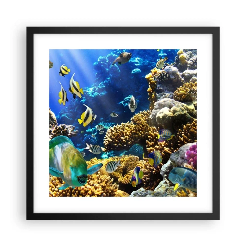 Poster in einem schwarzem Rahmen - Viel Verkehr auf dem Ferienweg - 40x40 cm