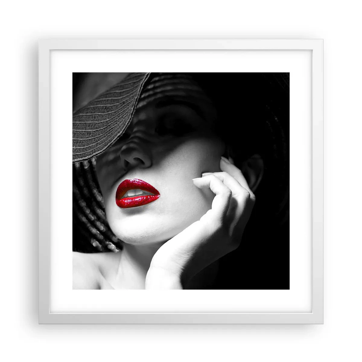 Poster in einem weißen Rahmen - Eine Studie in Scharlachrot - 40x40 cm