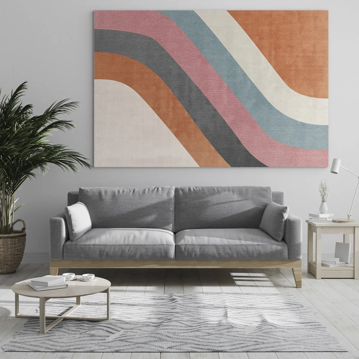 Glasbild - Bild auf glas - Bunte diagonale Streifen auf hellem Hintergrund - 120x80cm - Diagonale Komposition – Bewegung - Moderne Wanddekoration für Wohnzimmer und Schlafzimmer ARTTOR