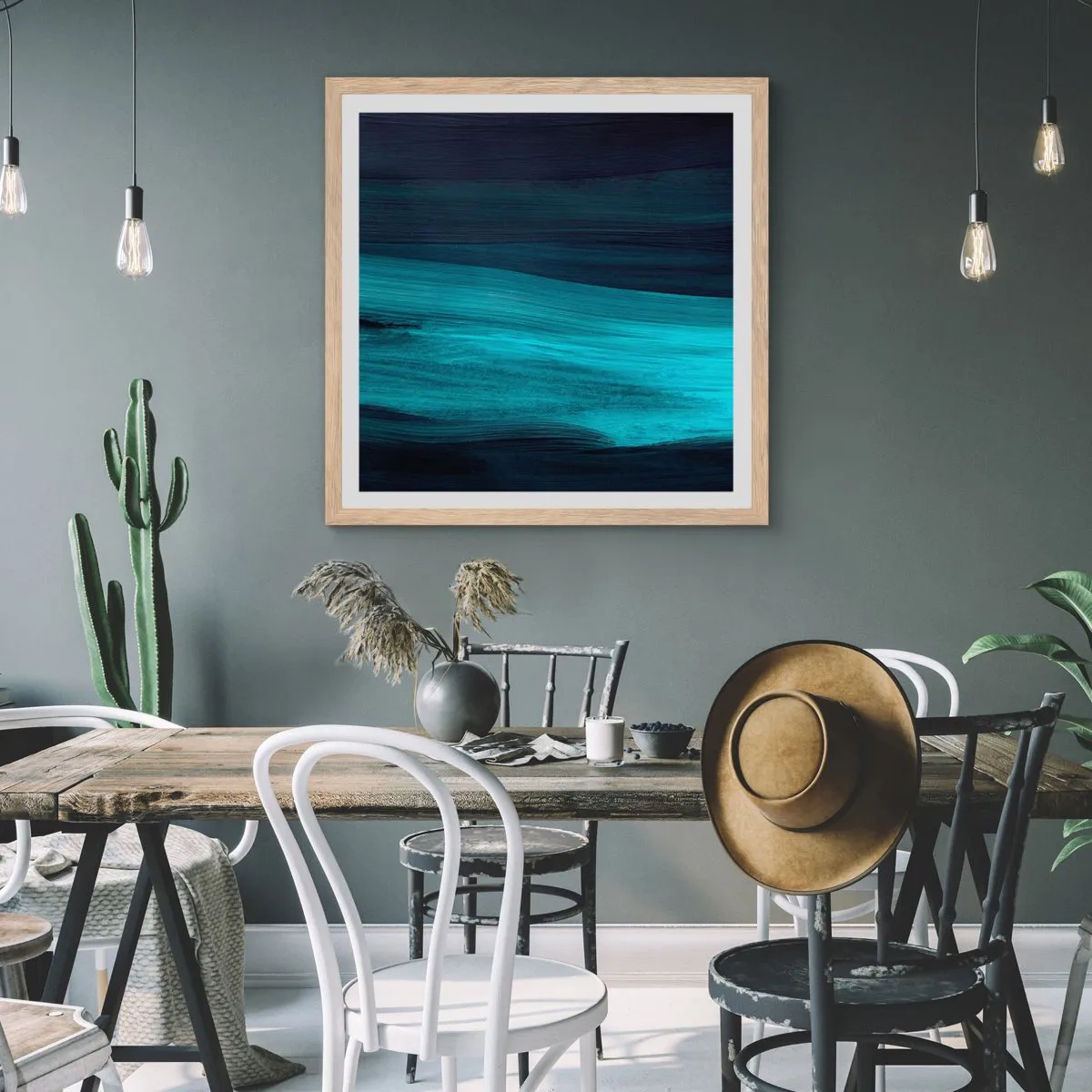 Poster in einem Rahmen aus heller Eiche - Gehen Sie mit dem Strom - 30x30 cm
