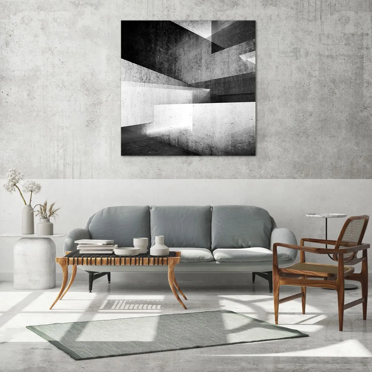 Glasbild - Bild auf glas - Die Raumstruktur - 70x70 cm