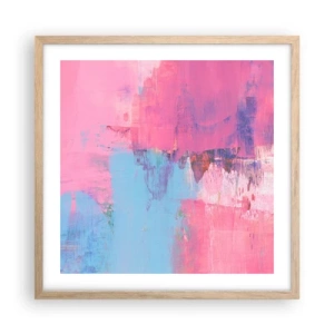 Poster in einem Rahmen aus heller Eiche - Rosa, Blau und eine Prise Licht - 50x50 cm