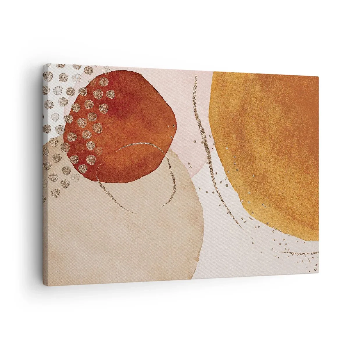 Bild auf Leinwand - Leinwandbild - Abstrakte Formen in warmen Braun- und Goldtönen - 70x50cm - Rundheit und Bewegung - Moderne Wanddekoration für Wohnzimmer und Schlafzimmer ARTTOR