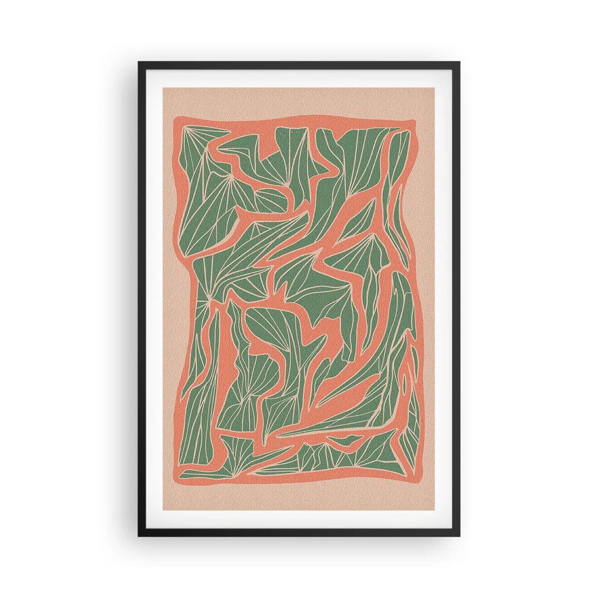 Poster in einem schwarzem Rahmen - Kampf zwischen Korallen und Grün - 61x91 cm