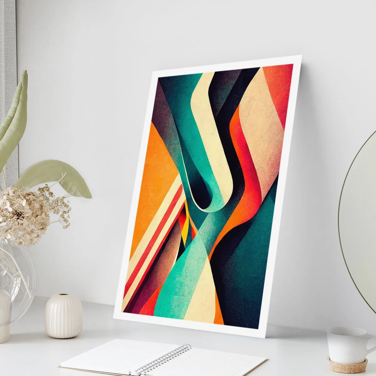 Poster - Abstrakte Wellen in leuchtenden Retro-Farben - 50x70cm - Intensive Komposition - Moderne Wanddekoration für Wohnzimmer und Schlafzimmer ARTTOR