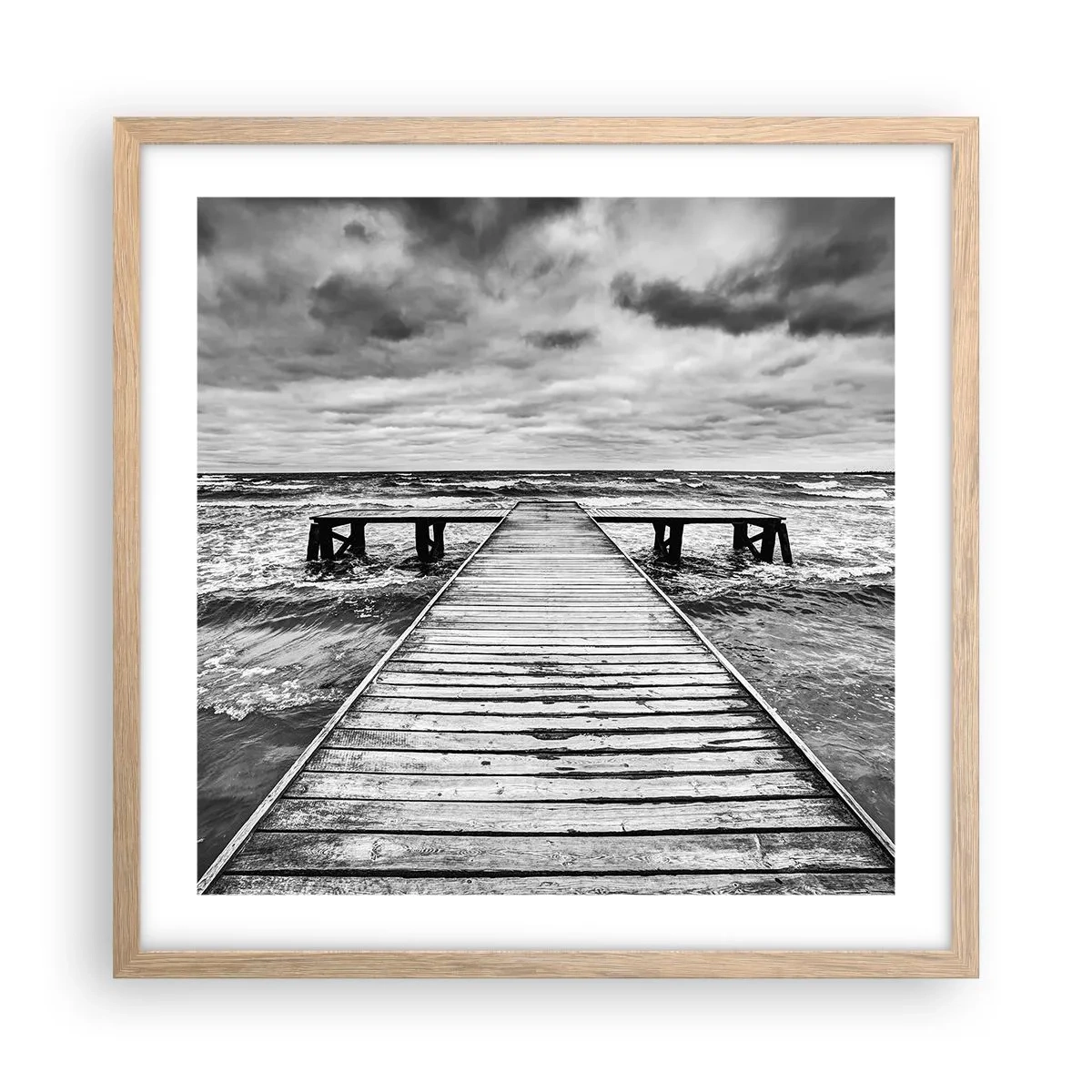 Poster in einem Rahmen aus heller Eiche - Ich warte darauf, dass der Wind wegjagt... - 50x50 cm