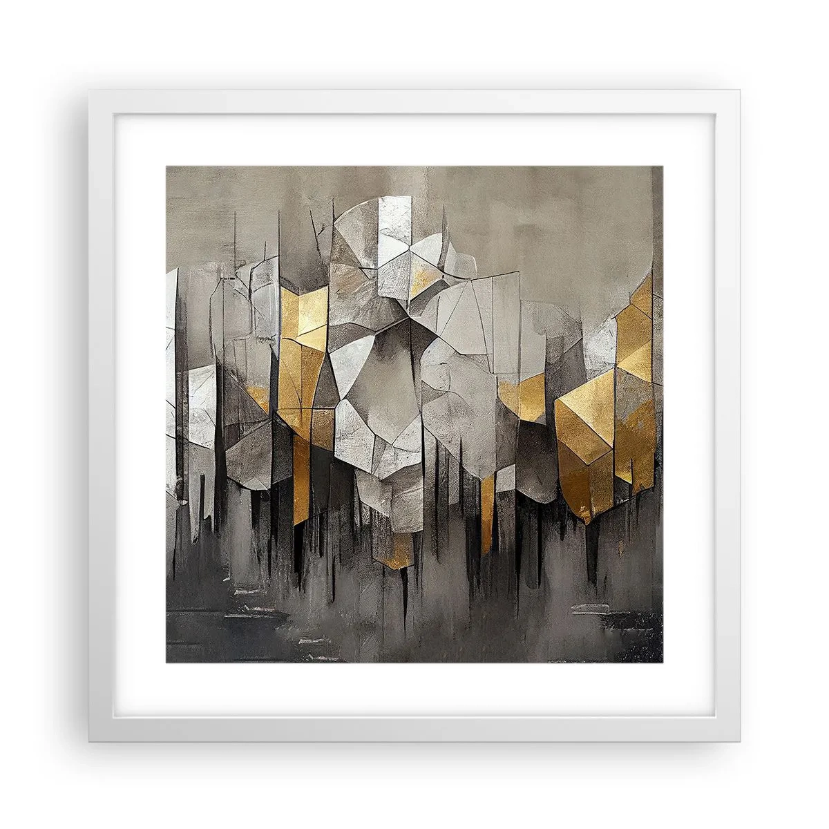 Poster in einem weißen Rahmen - Komposition aus Eis und Licht - 40x40 cm