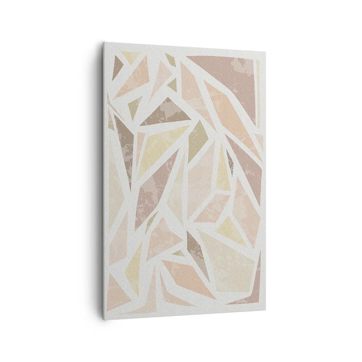 Bild auf Leinwand - Leinwandbild - Abstrakte geometrische Formen in Pastellfarben - 80x120cm - Buntglas-Komposition - Moderne Wanddekoration für Wohnzimmer und Schlafzimmer ARTTOR