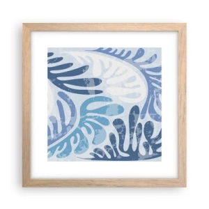 Poster in einem Rahmen aus heller Eiche - Blaue Farne - 30x30 cm