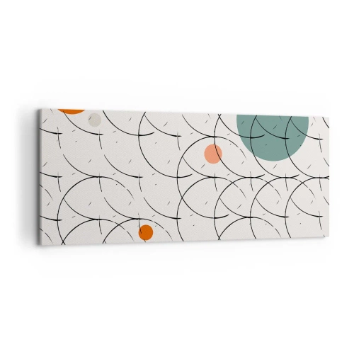 Bild auf Leinwand - Leinwandbild - Geometrisches Muster mit bunten Kreisen auf hellem Hintergrund - 120x50cm - Im Pop-Art-Geist - Moderne Wanddekoration für Wohnzimmer und Schlafzimmer ARTTOR