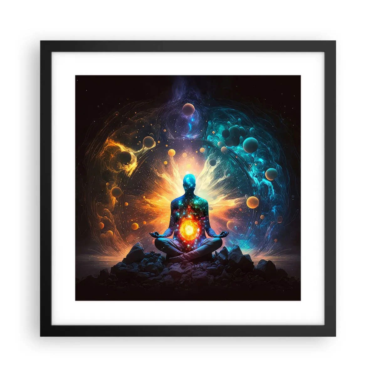 Poster in einem schwarzem Rahmen - Kosmischer Frieden - 40x40 cm