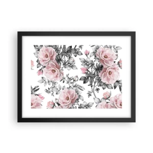 Poster in einem schwarzem Rahmen - Verliere dich in den Blüten der Rosen - 40x30 cm