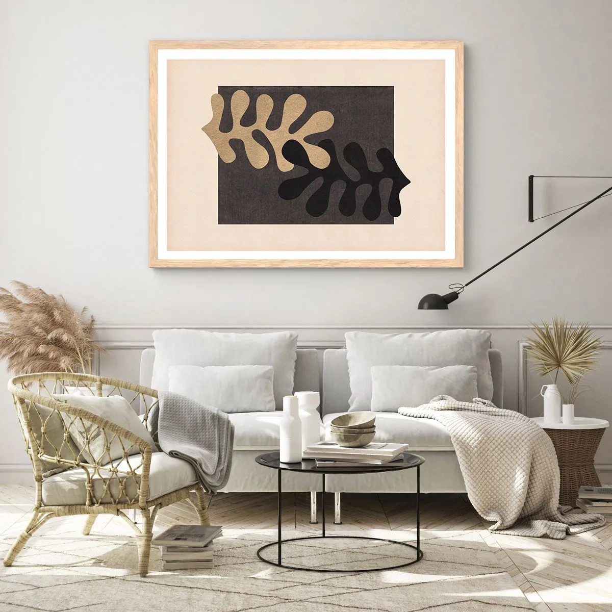 Poster in einem Rahmen aus heller Eiche - Abwesenheit und Ergänzung - 100x70 cm