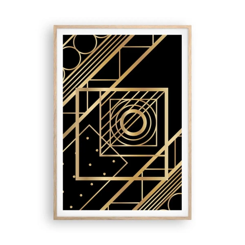 Poster in einem Rahmen aus heller Eiche - Goldene Geometrie - 70x100 cm